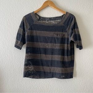 Striped sheer burn out tshirt